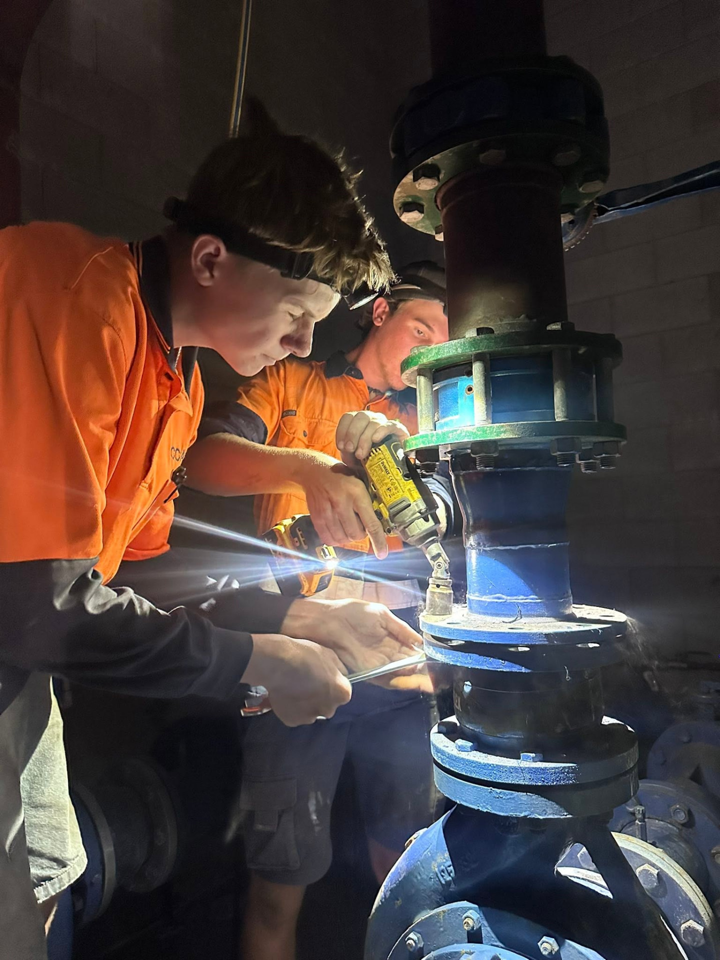 CCA plumbers working on commercial water infrastructure